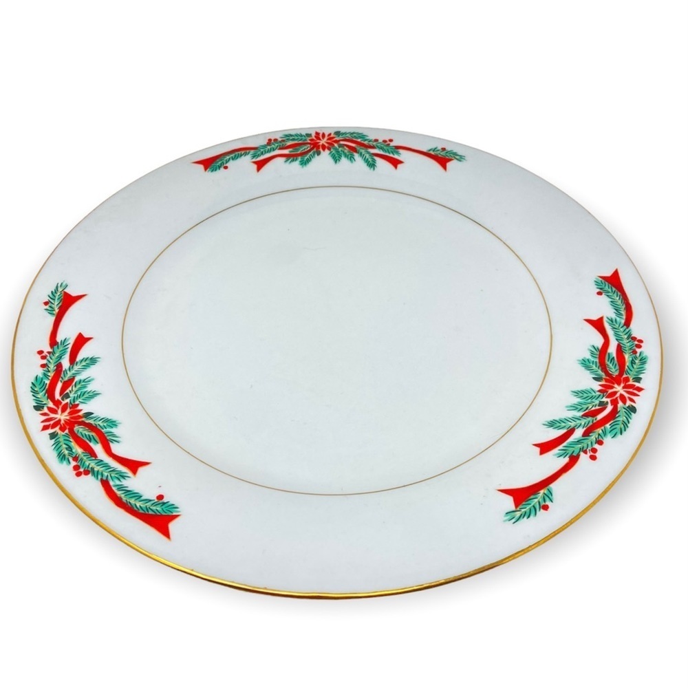 Tienshan Fine China Poinsettia Ribbon Replacement Holiday Plate